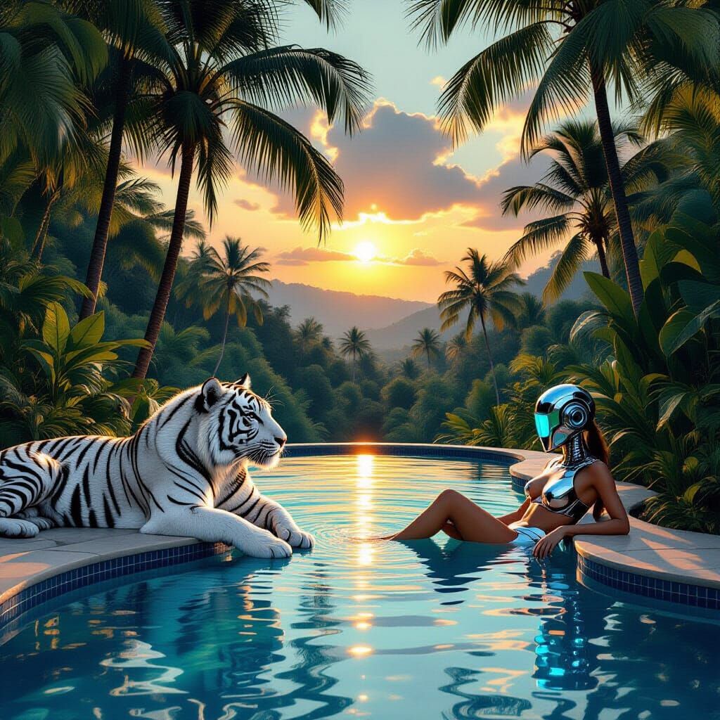 Surreal Tiger and Android by Infinity Pool