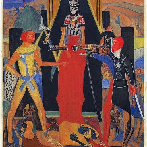 A Fallen Ruler Confronts Captivity in Cyberpunk Landscape