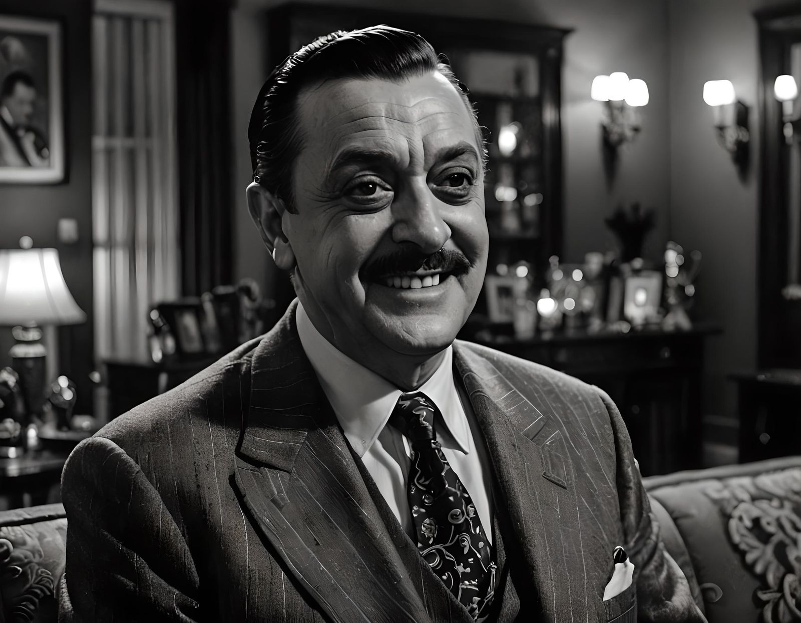 Gomez Addams Portrait in Black and White