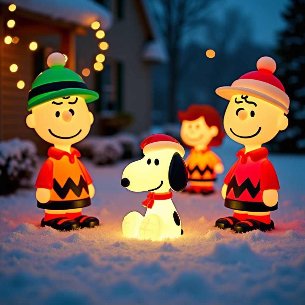 Peanuts Christmas Lawn Ornaments in Retro Style