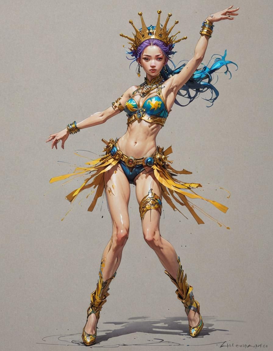 Solarpunk Dancer in Anime Sketch Style