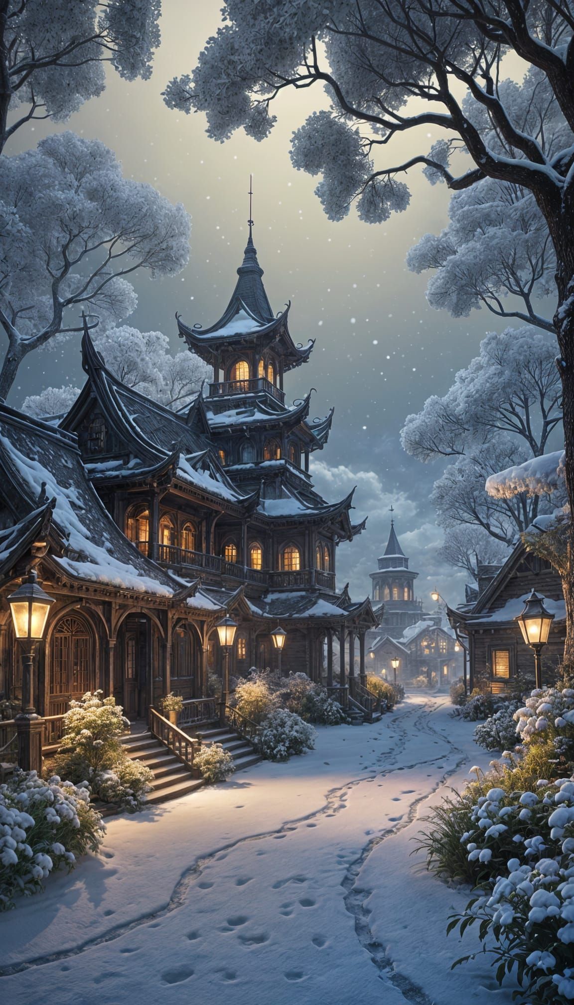 Glowing Winter Scene Rendered in Enscape