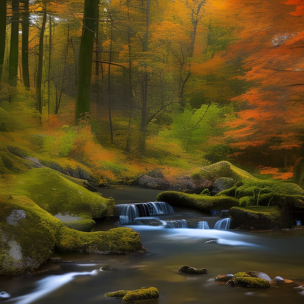 Autumn Forest Stream: Dark Fantasy Concept Art