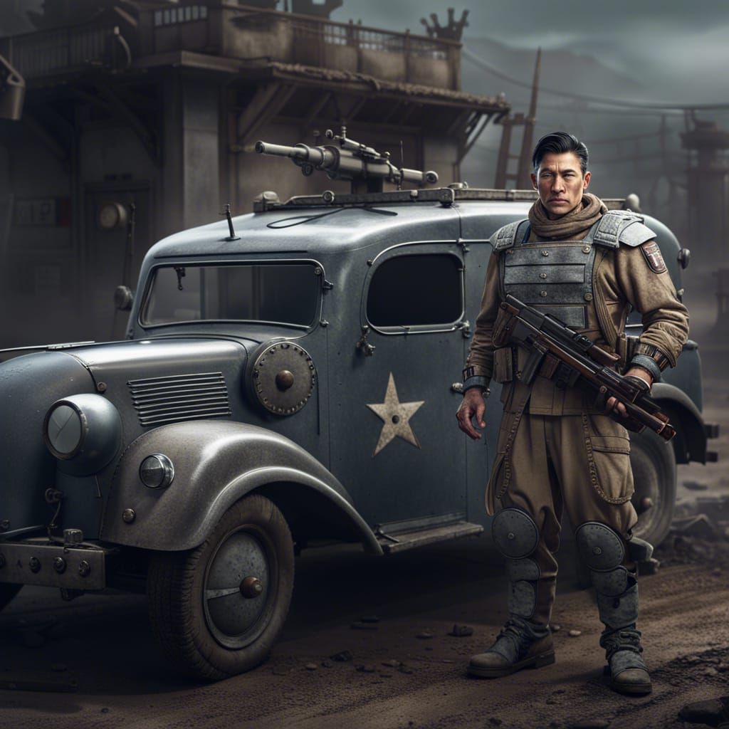 Armored Car Driver in Alternate 1940s, Detailed Digital Art