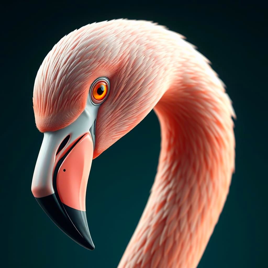 Close-up Flamingo in 3D Anime Art Style