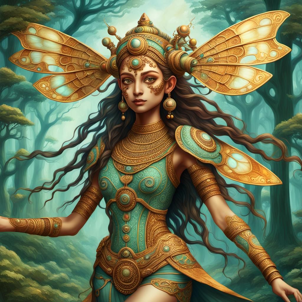 Goddess on Sci-Fi Flying Machine in 8K