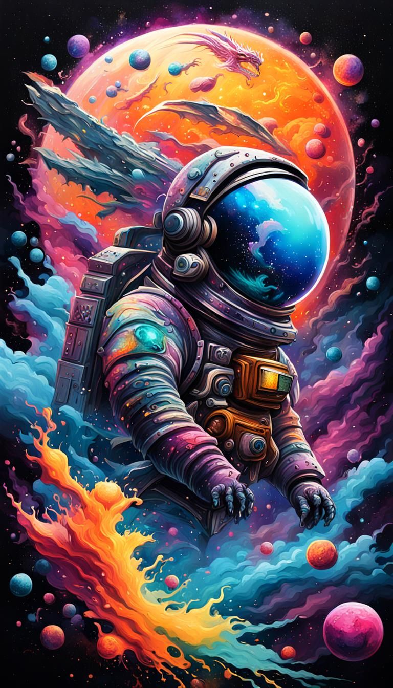 Cosmic Dragon in Graffiti Art Style