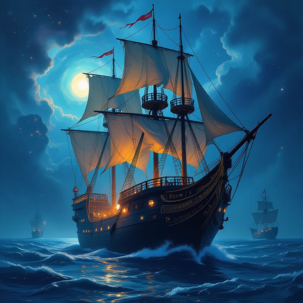 Ancient Galleon Navigates Cosmic Sea of Nebulae