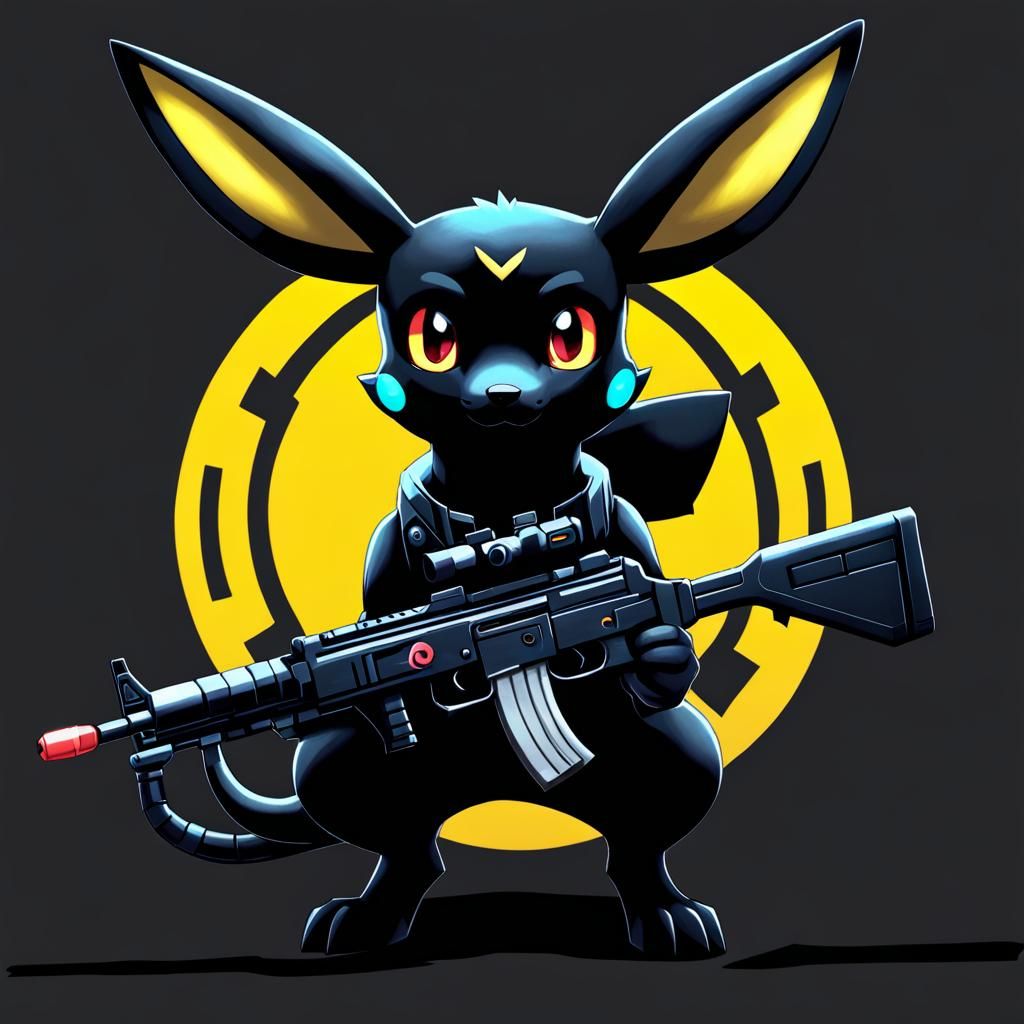 Umbreon Character with Submachine Gun