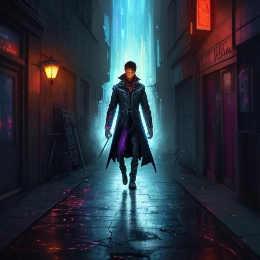 Neon Flash Double Exposure Landscape in Watercolor