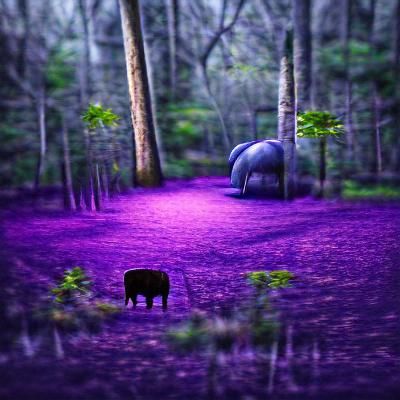 Purple Elephant in Enchanted Forest, 8K Resolution