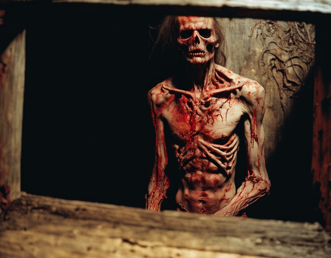 Grotesque Corpse in a Haunted Cabin