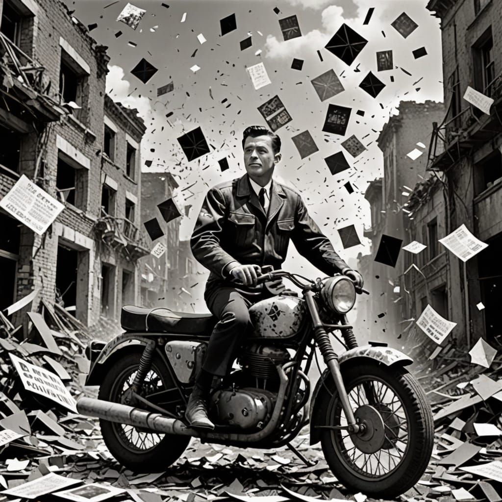 Photomontage of Motorcycle and 1950s Fashion