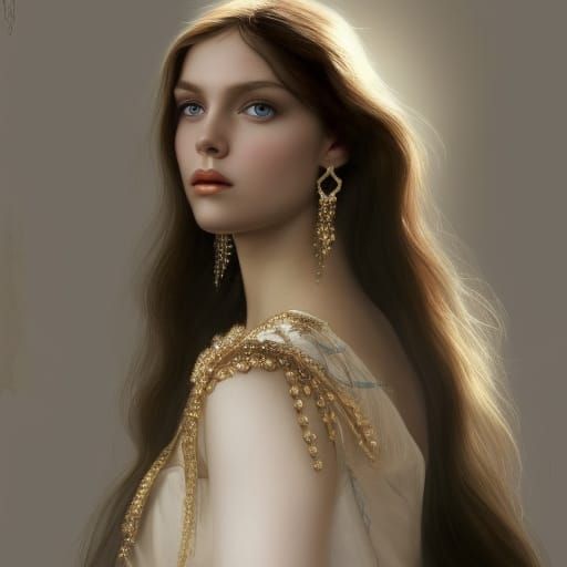 Faerie Woman Portrait in Gouache and Acrylic Style