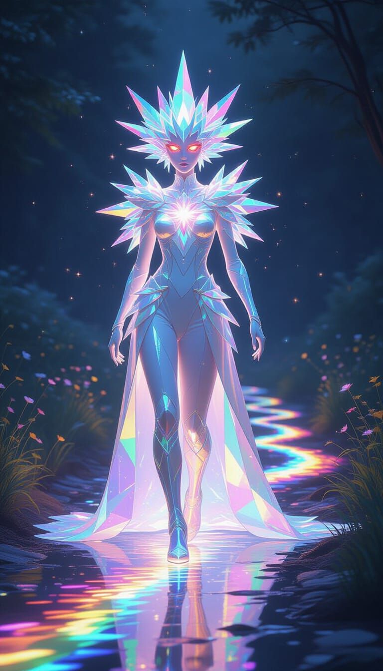 Ethereal Prism Entity Walking on Rainbows