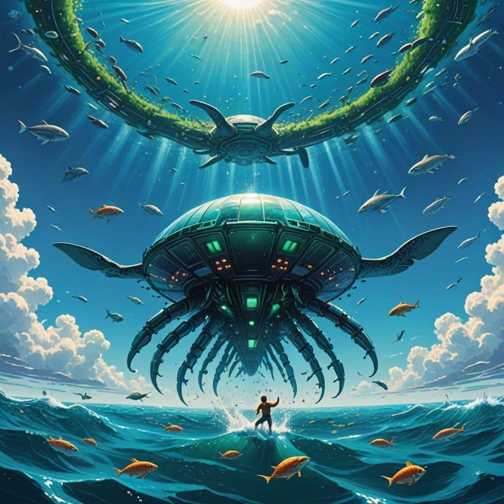 A sci-fi universe where the ocean is in the sky, taken from an ending of the CHOOSE YOUR OWN ADVENTURE book HYPERSPACE (...