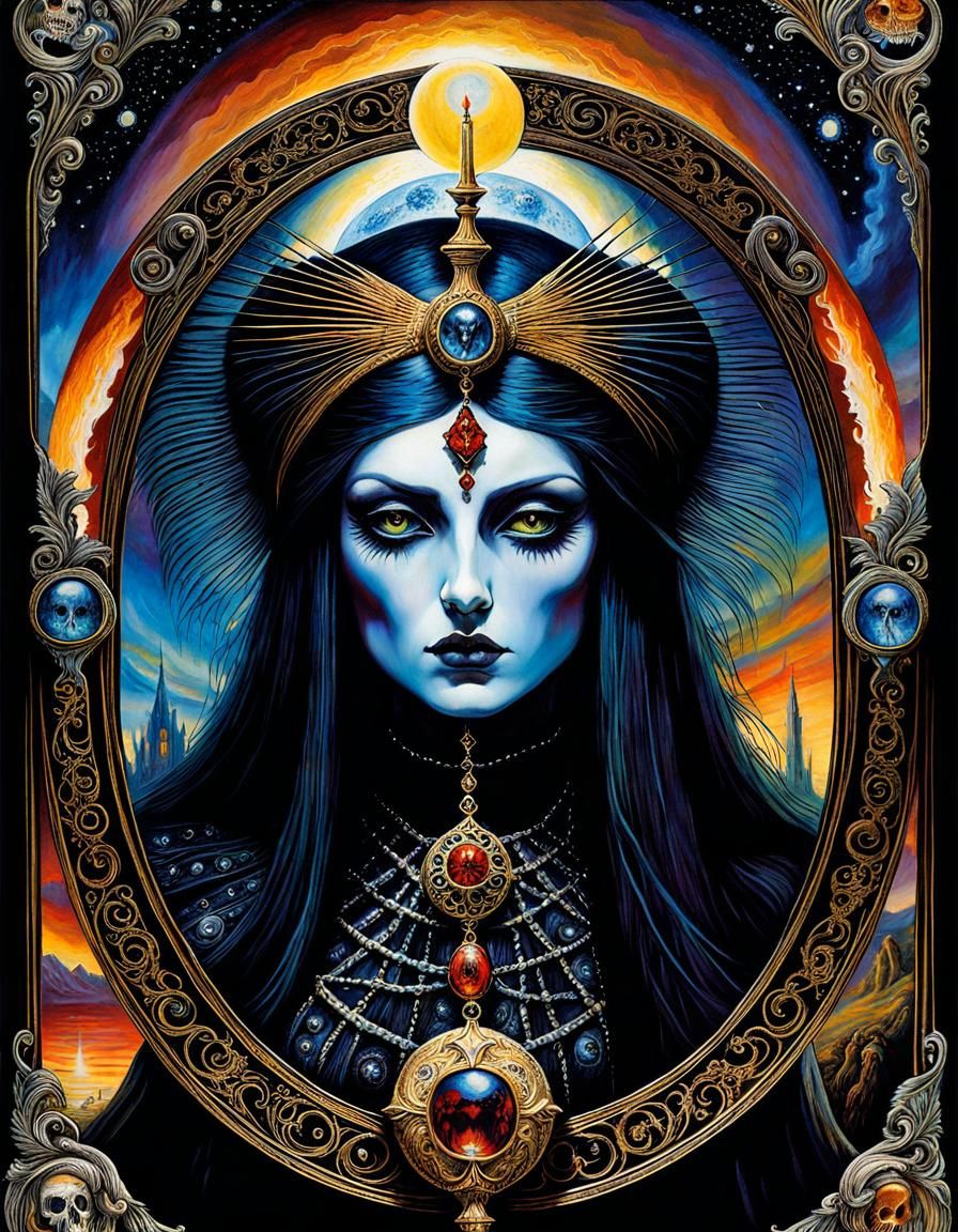 Creepy Spider Queen Tarot Card Art