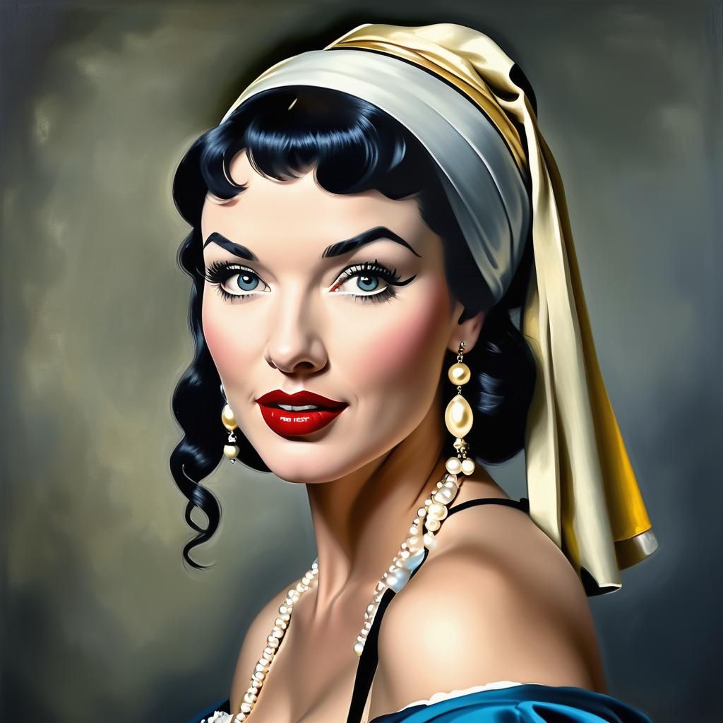Bettie Page as Girl With a Pearl Earring