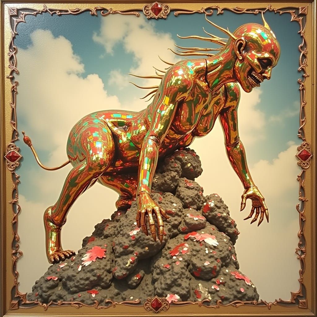 Hyperrealistic Sculpture with Vivid Colors and Dynamic Light...