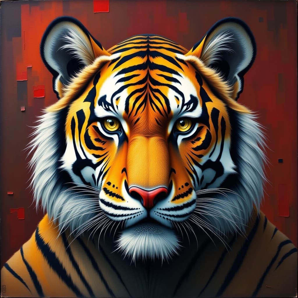 Majestic Tiger Portrait in Unique Style