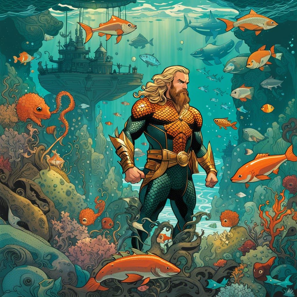Aquaman Double Exposure Portrait in Digital Art Style