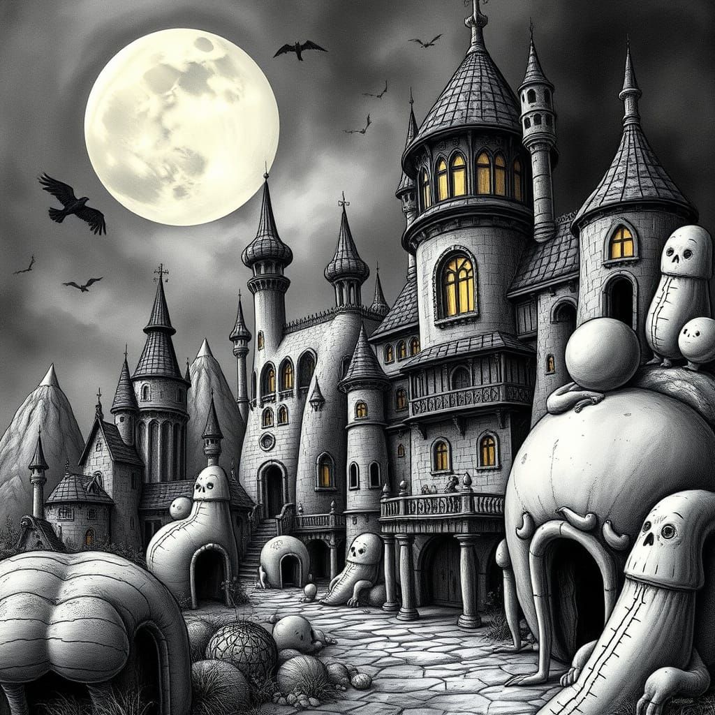 Bizarre Landscape in Dark, Gothic Style with Dominant Lilac ...