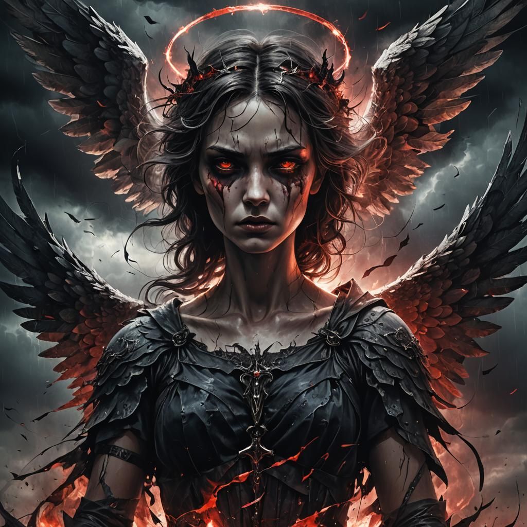 Menacing Angel Portrait in Dark Fantasy Style