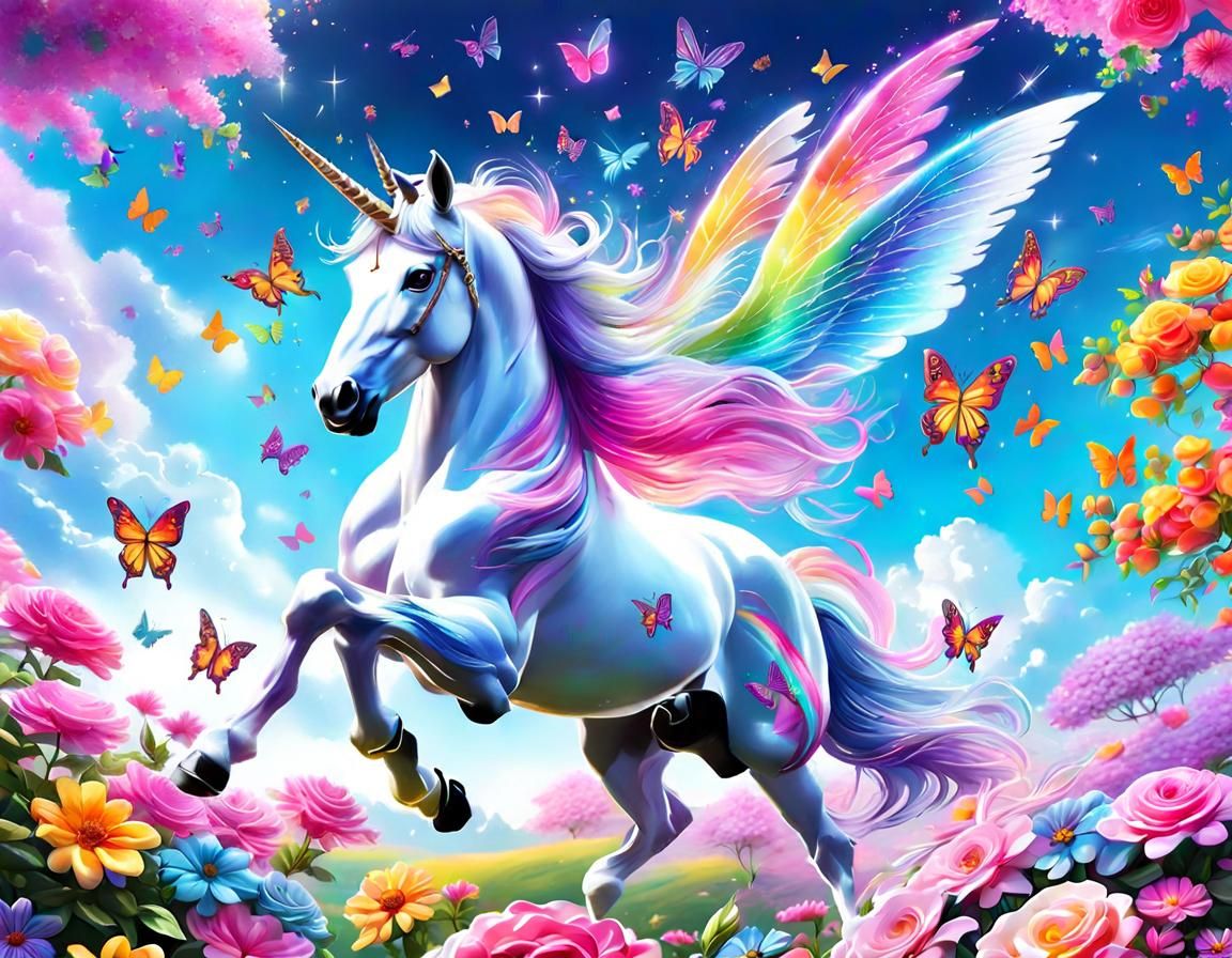 Unicorn flying in the sky I