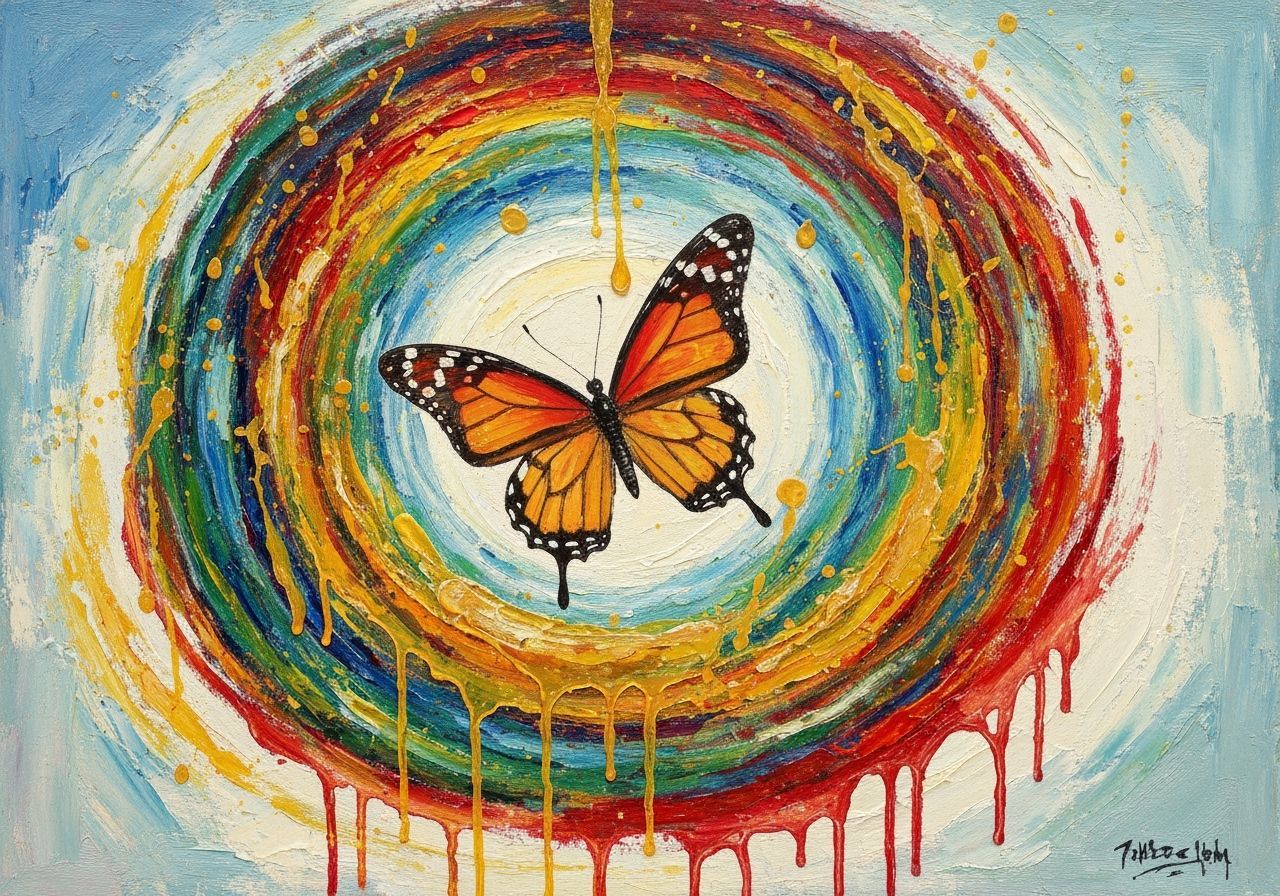 Butterfly in Gamma Ray Colors, Expressive Brushstrokes