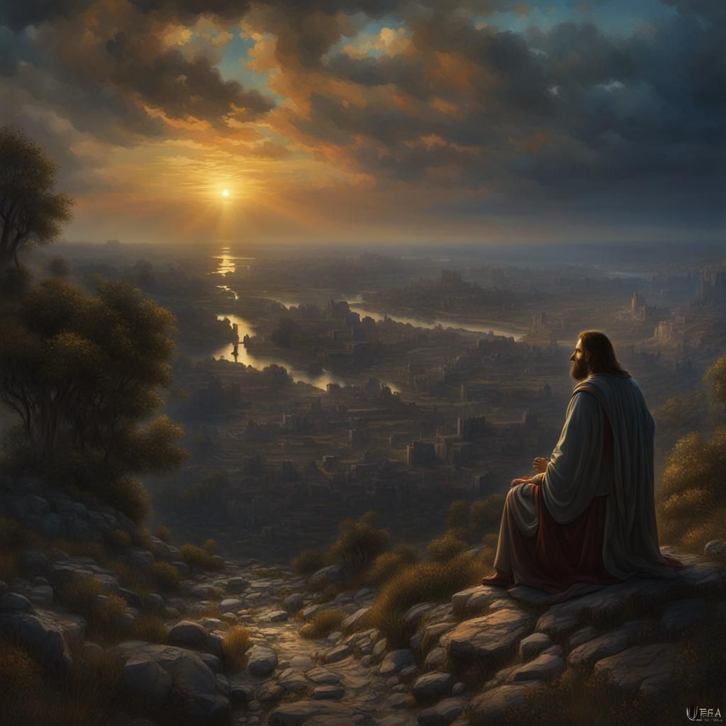 Jesus in Jerusalem: Impressionist Style Painting