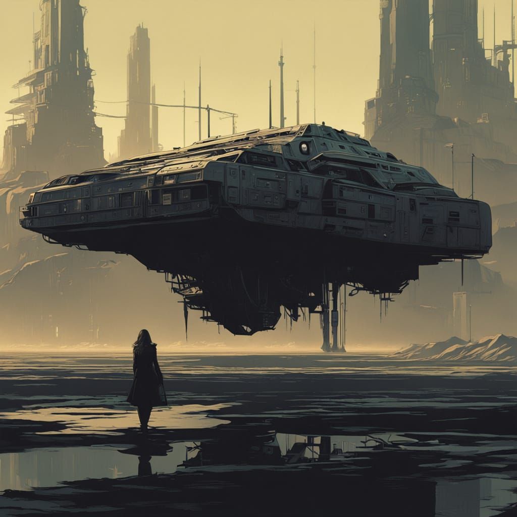 Gagged Woman in a Dystopian Landscape