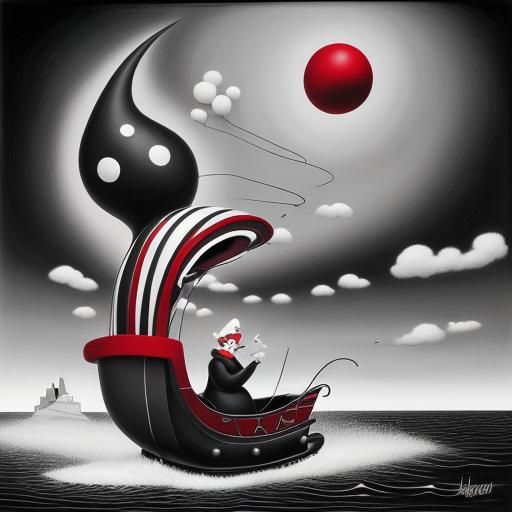 Surreal Christmas Sleigh in Pop Surrealism Style
