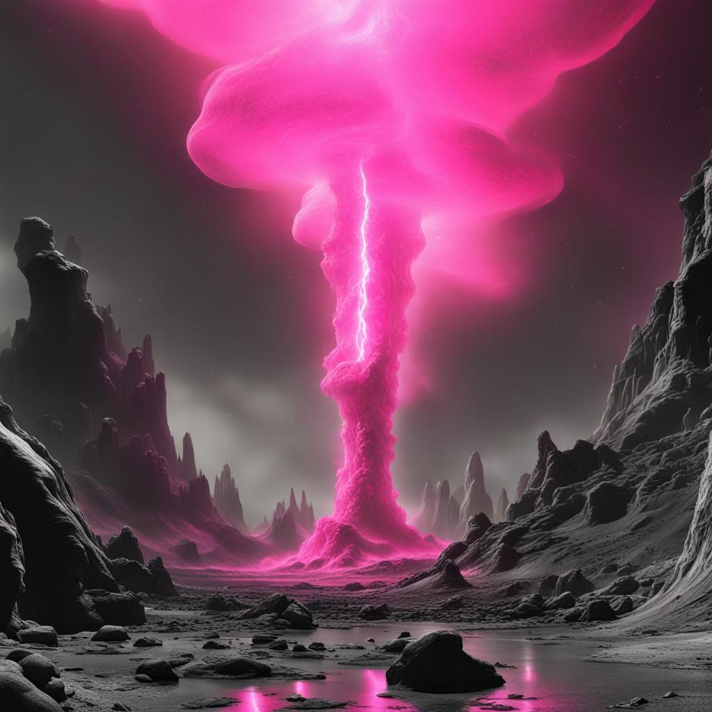 Lime Geysers Erupt on Barren Planet, Detailed Art
