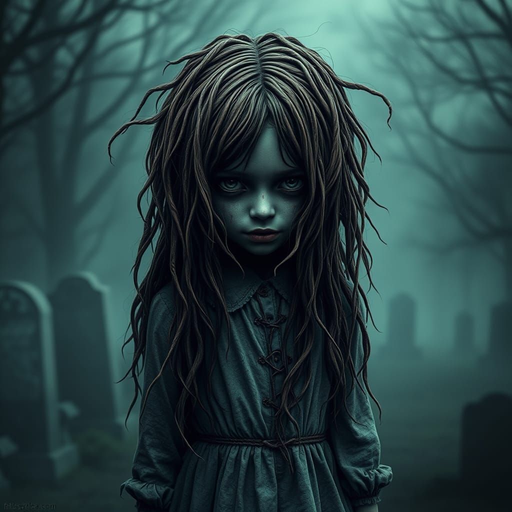 A hauntingly ultra-realistic, ultra-detailed ink and oil pic...