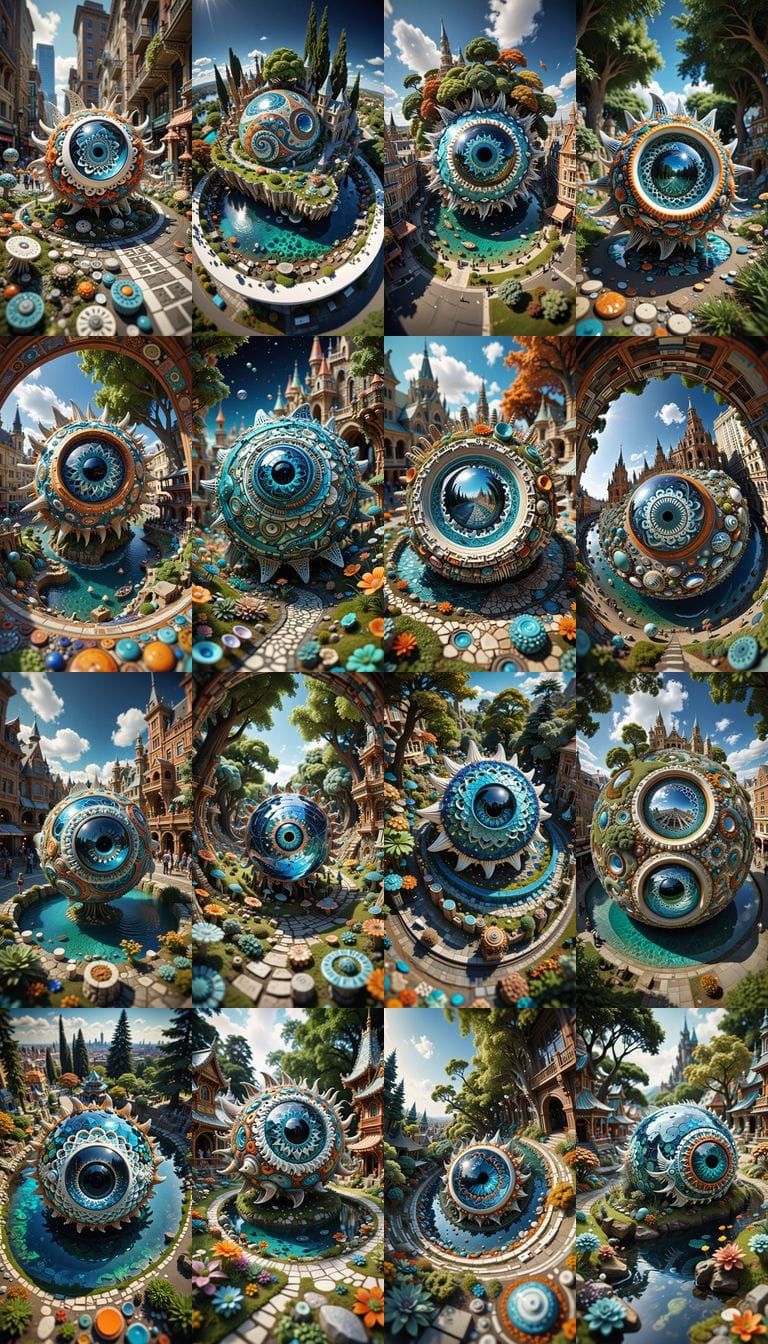 Psychedelic Non-Euclidean Zoo in 3D Geometric Art