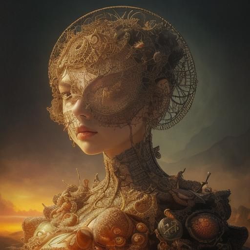 Colorful Microscopic Virus Cells in Surreal Style