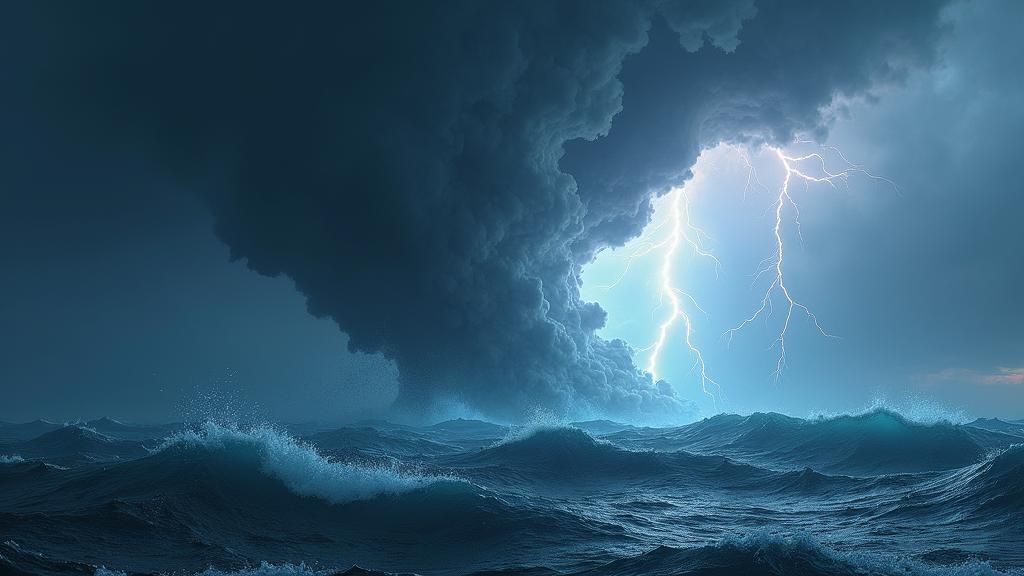 Ocean Tornado with Lightning in Fantasy Art Style