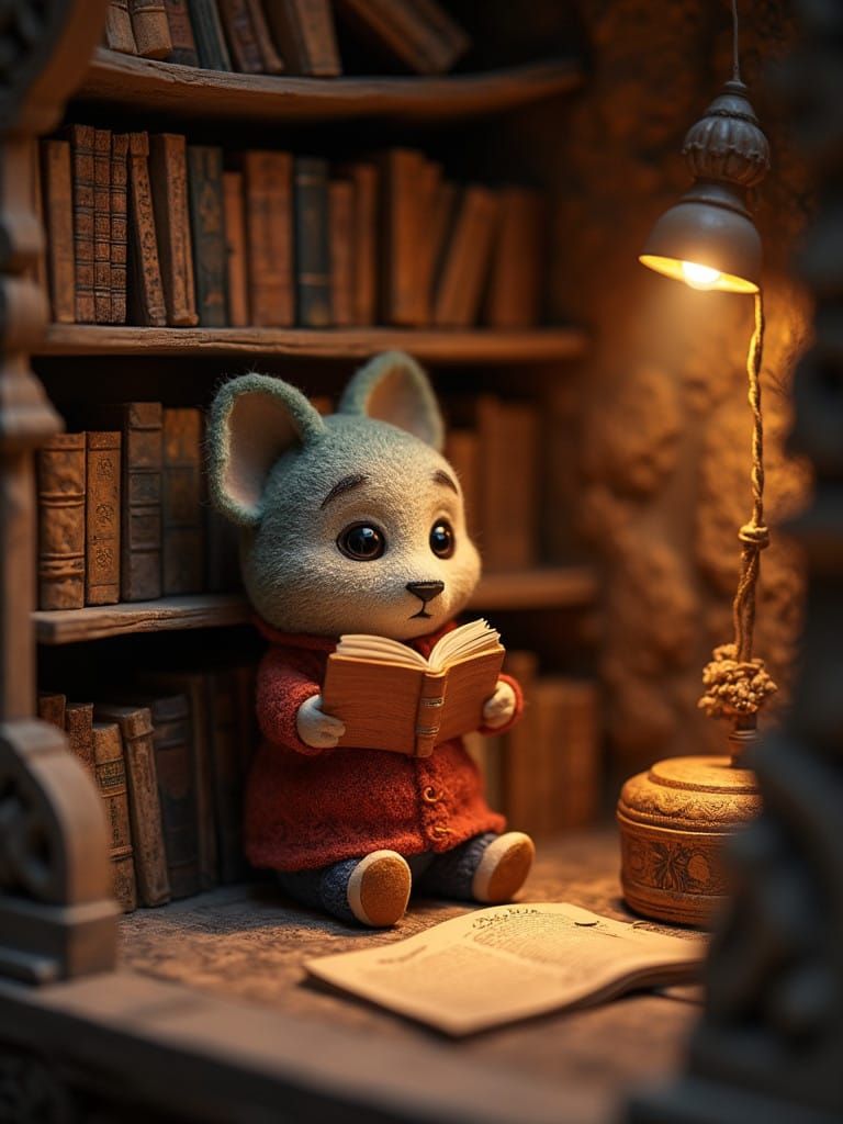 Surreal Bookroombox Sanctuary in Digital Soft Sculpture Styl...