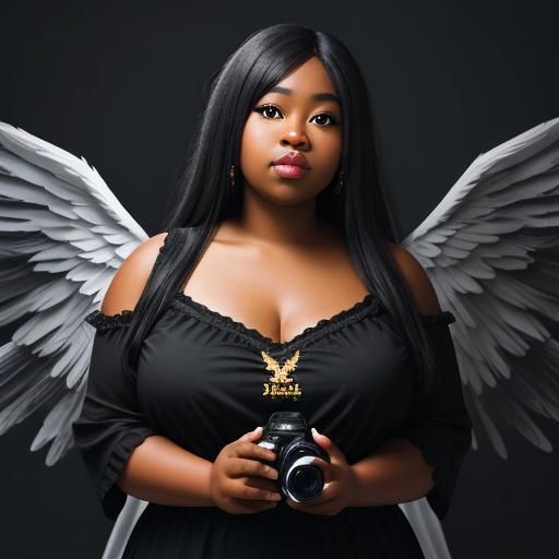 Black Angel with Wings: Professional Photography