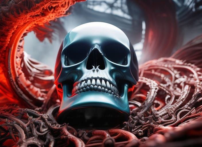 Freeform ferrofluid skull