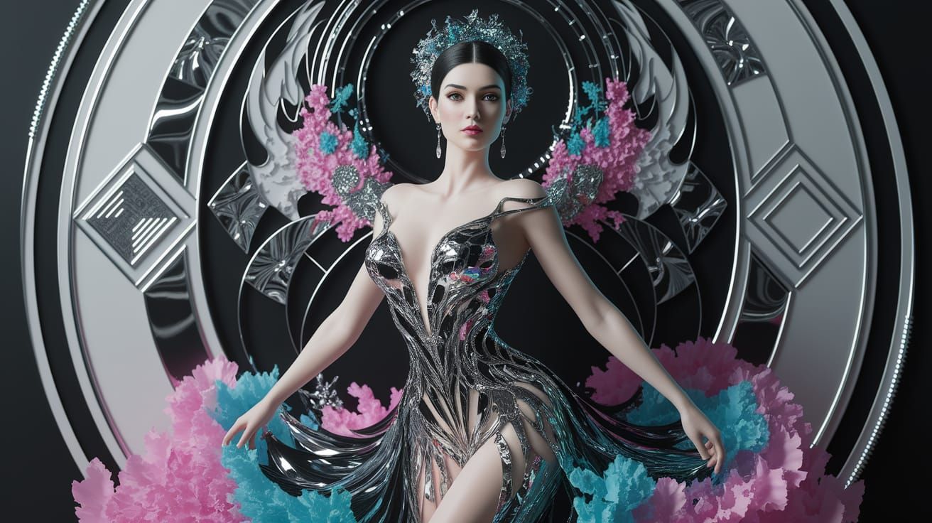 Ethereal Woman Portrait in Mixed Media Collage