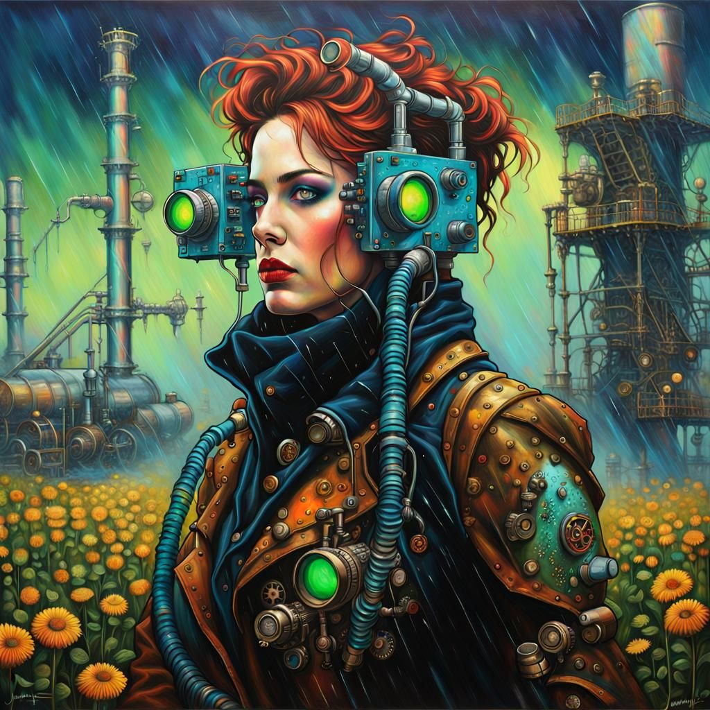 Steampunk Goth Model with Oscilloscope by Gurney