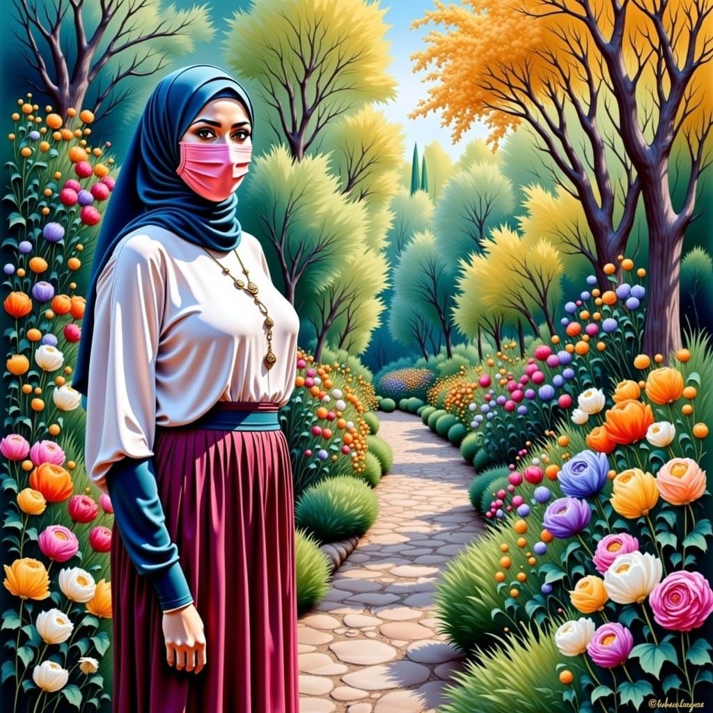 Mystic Garden Explorer: Oil and Gouache Portrait