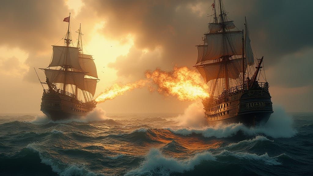 18th Century Pirate Battleships Engage in Epic Sea Battle