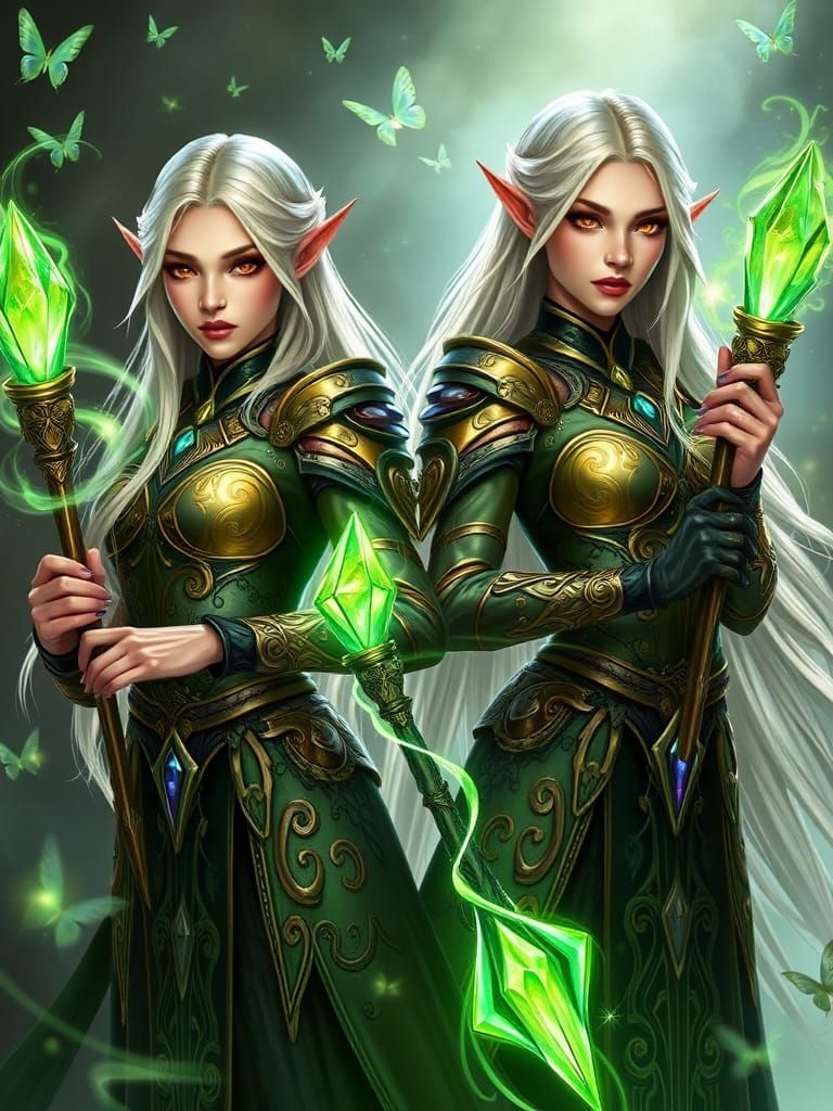 Mystical Blood Elf Sorceresses in Shimmering Mage Armor