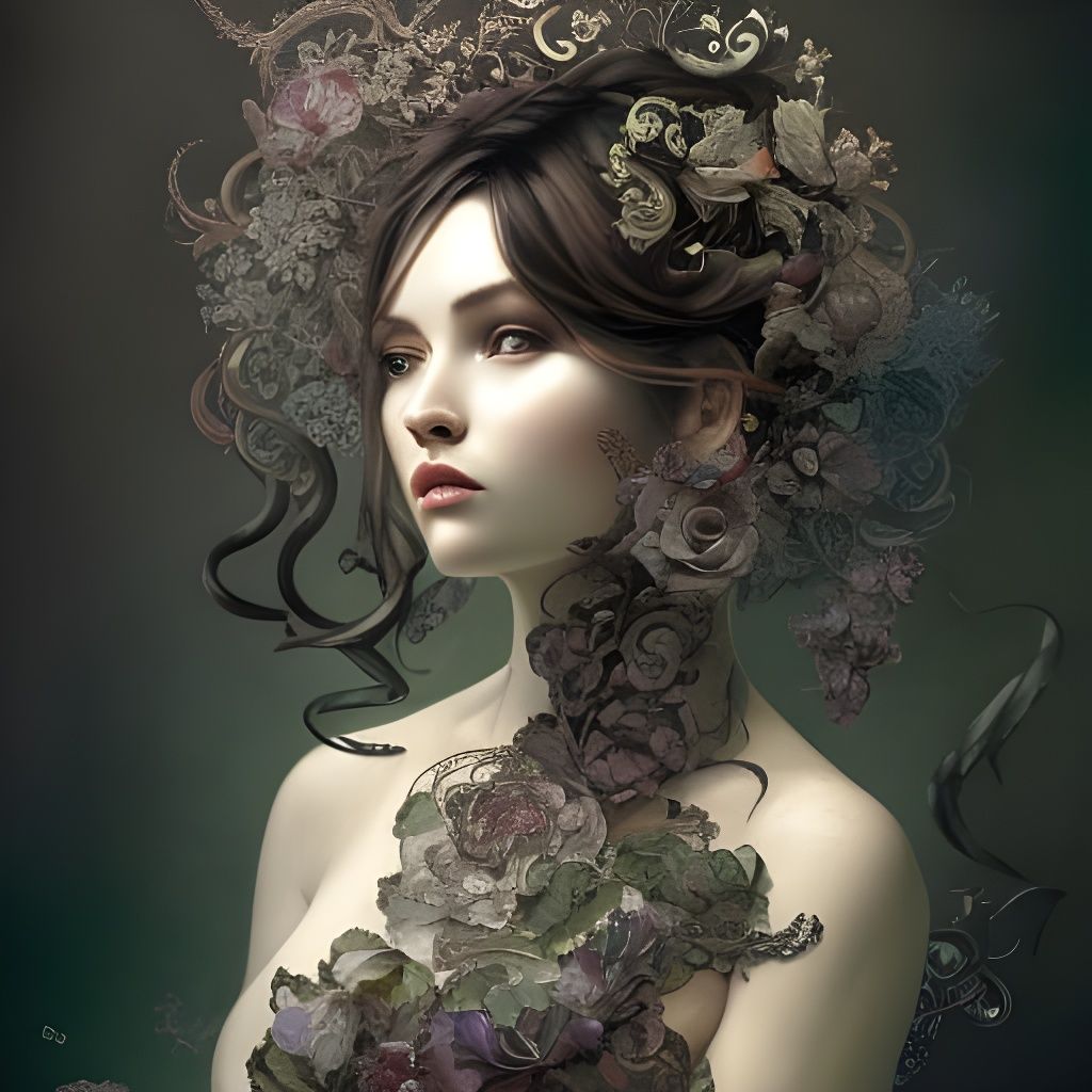 Ornate Neo-Victorian Portrait with Airbrush Effects