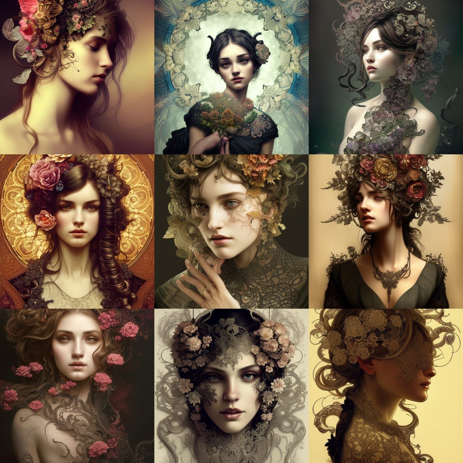 Ornate Lace Portrait in Neo-Victorian Style