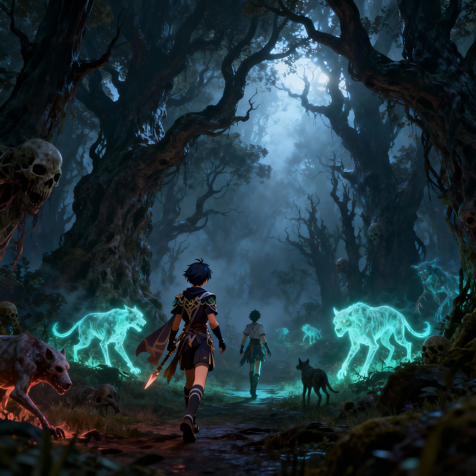 Adventurers Encounter Reanimated Creatures in Haunted Forest