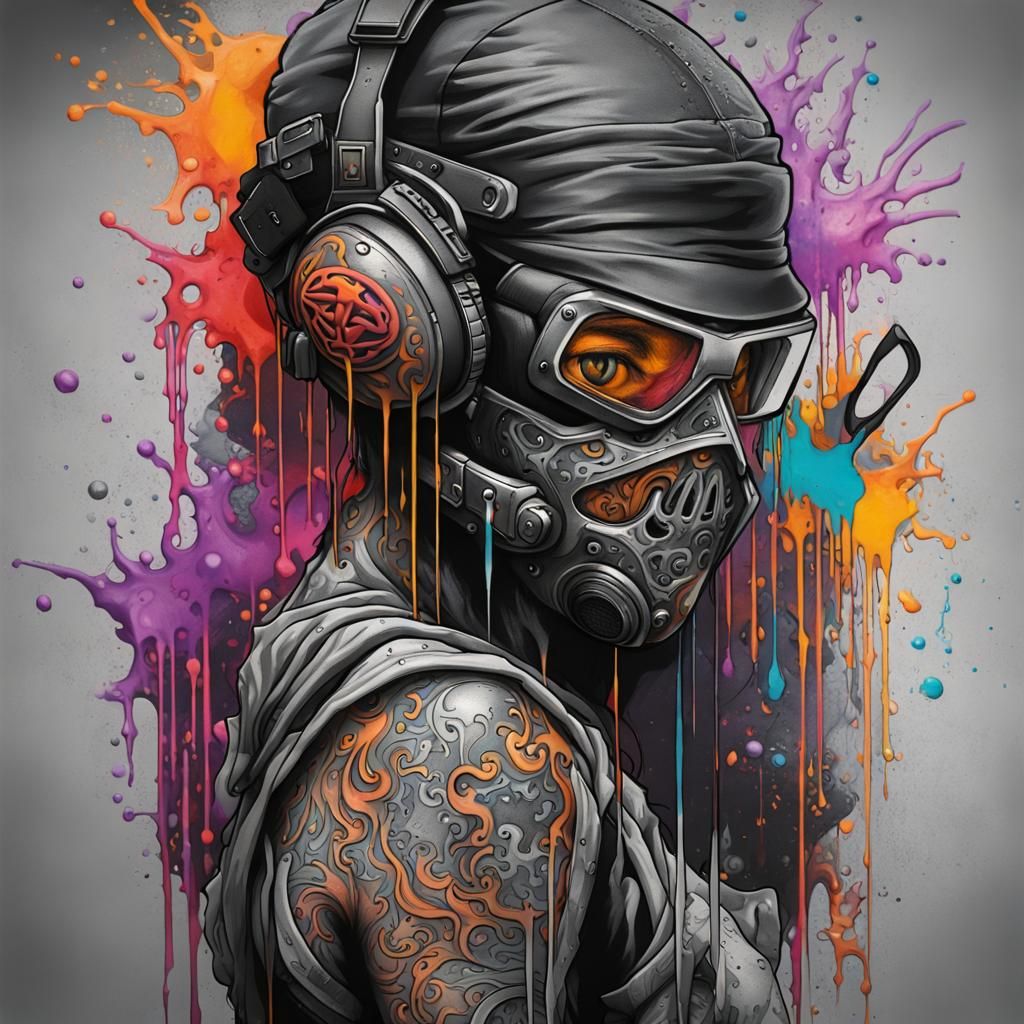 Fantasy Gamer Tattoo in Graffiti Art Style