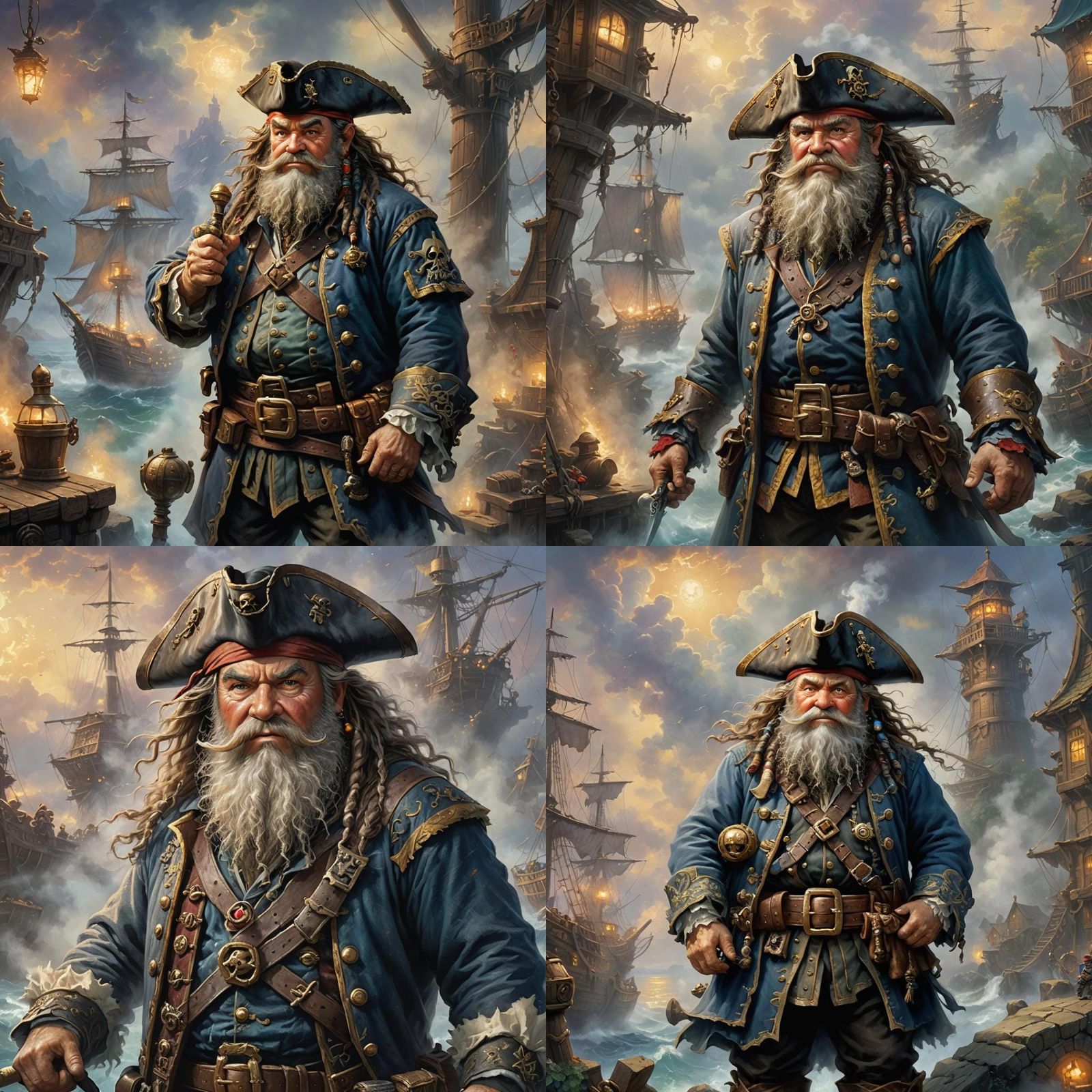 Dwarf Pirate Captain in Ethereal Fantasy Style